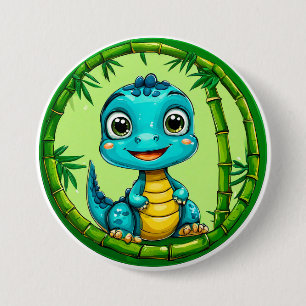 Cute cartoon dinosaur 7.5 cm round badge