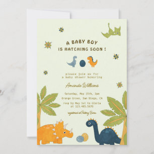 Cute Cartoon Dinosaur Baby Shower  Invitation