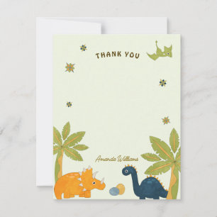 Cute Cartoon Dinosaur Baby Shower  Thank You Card