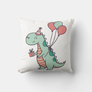 Cute Cartoon Dinosaur Birthday Design Cushion