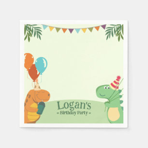 Cute Cartoon Dinosaur Birthday Party Napkin