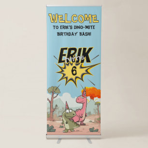 Cute Cartoon Dinosaur Birthday  Retractable Banner