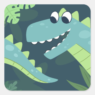 Cute Cartoon Dinosaur Children's Square Sticker