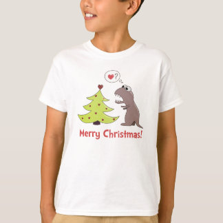 Cute Cartoon Dinosaur Christmas Kids Long Sleeve T-Shirt