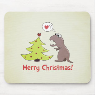 Cute Cartoon Dinosaur Christmas Mouse Mat