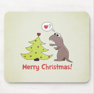 Cute Cartoon Dinosaur Christmas Mouse Mat