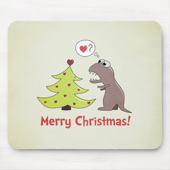 Cute Cartoon Dinosaur Christmas Mouse Mat (Front)