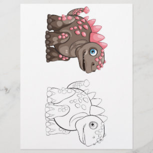 Cute Cartoon dinosaur colouring page