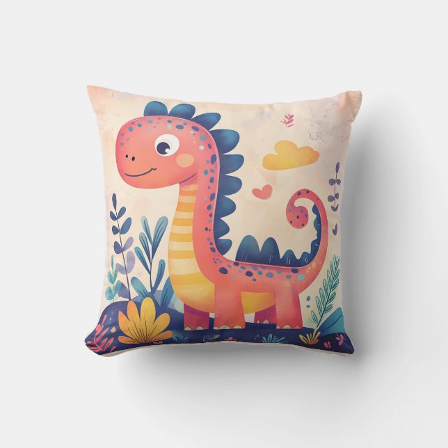  Cute Cartoon Dinosaur Ilustration Toddler Pillow  (Front)