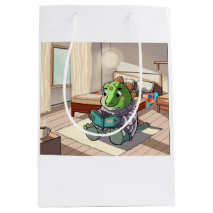 Cute Cartoon Dinosaur Reading Gift Bag