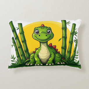 Cute Cartoon Dinosaur with Bamboo Decorative Cushion