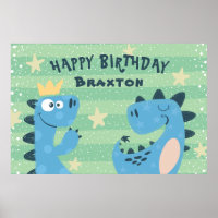 Cute Cartoon Dinosaurs Boys Birthday Party Banner