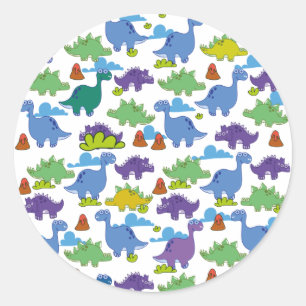 Cute Cartoon Dinosaurs Classic Round Sticker