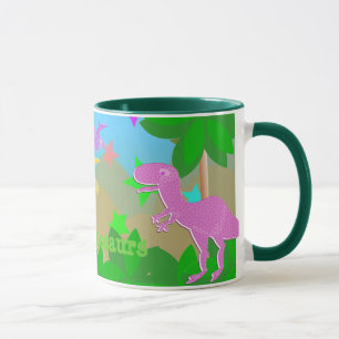 Cute Cartoon Dinosaurs in Jungle Mug