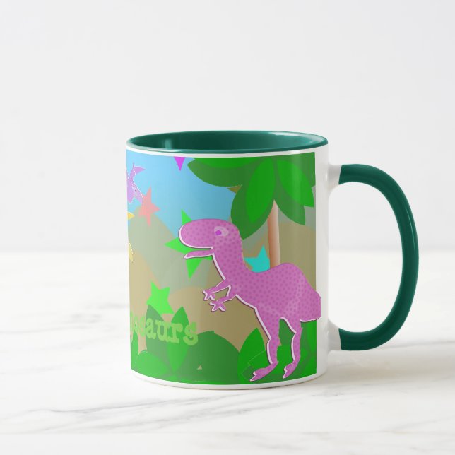 Cute Cartoon Dinosaurs in Jungle Mug (Right)