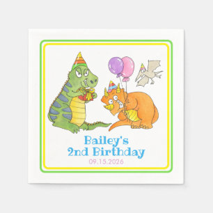 Cute Cartoon Dinosaurs Kids Birthday Napkin