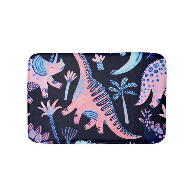 Cute cartoon dinosaurs pattern. bath mat (Front)