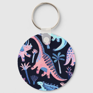 Cute cartoon dinosaurs pattern. key ring