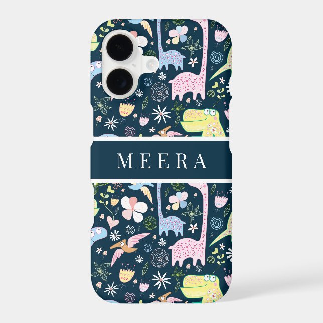 Cute Cartoon Dinosaurs Pattern Name Dark Blue (Back)