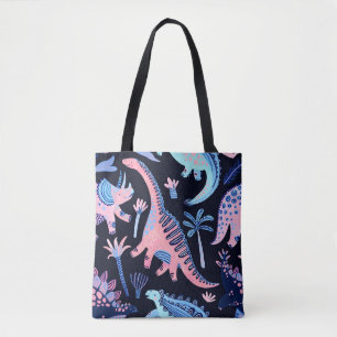 Cute cartoon dinosaurs pattern. tote bag