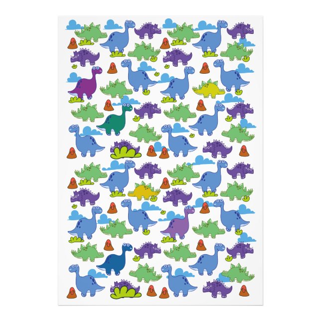 Cute Cartoon Dinosaurs Photo Print (Front)