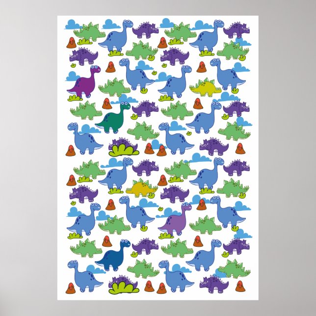 Cute Cartoon Dinosaurs Poster (Front)