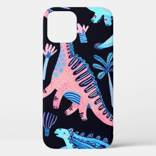 Cute cartoon dinosaurs seamless pattern in scandin iPhone 12 case
