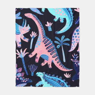 Cute cartoon dinosaurs seamless pattern in scandin fleece blanket