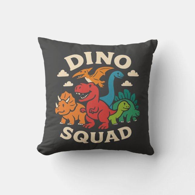 Cute Cartoon Dinosaurs Throw Pillow (Front)