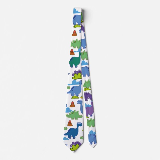Cute Cartoon Dinosaurs Tie (Front)