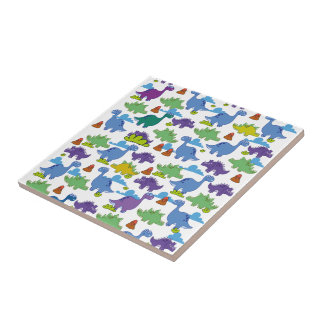 Cute Cartoon Dinosaurs Tile