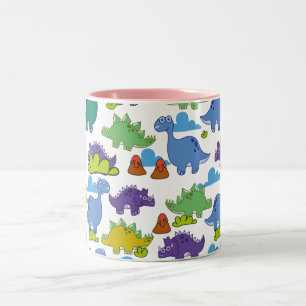 Cute Cartoon Dinosaurs Two-Tone Coffee Mug