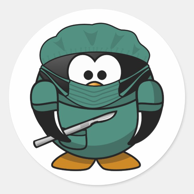Cute Cartoon Doctor Classic Round Sticker (Front)