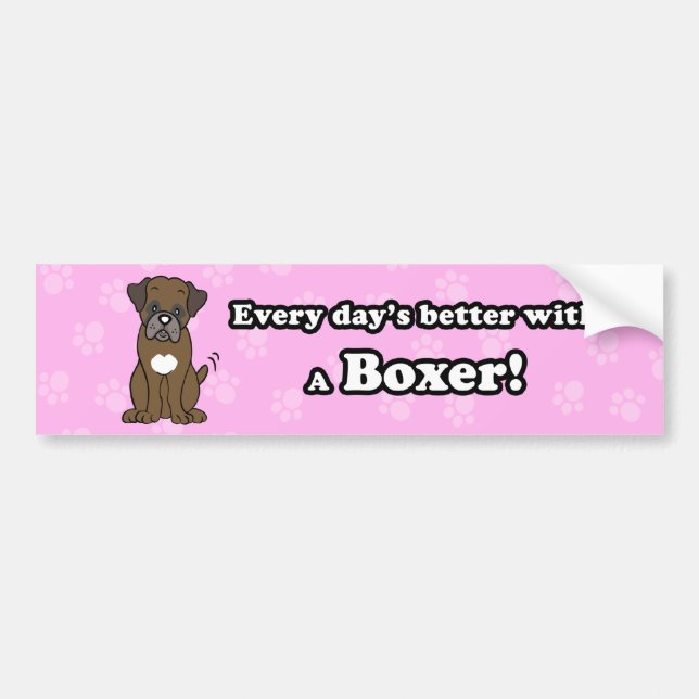 Cute Cartoon Dog Boxer Bumper Sticker (Front)