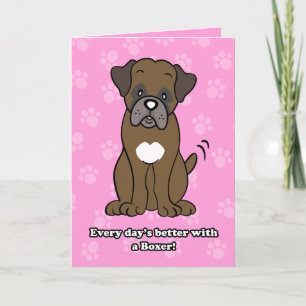 Cute Cartoon Dog Boxer Greeting Card