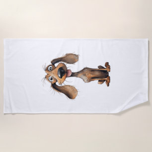Cute Cartoon Dog Breed Art Collection Beach Towel