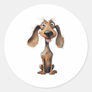 Cute Cartoon Dog Breed Art Collection Classic Round Sticker