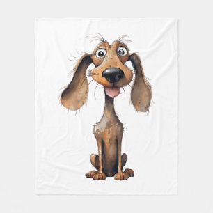 Cute Cartoon Dog Breed Art Collection  Fleece Blanket