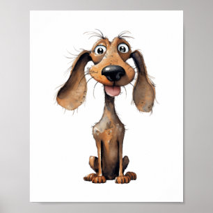 Cute Cartoon Dog Breed Art Collection Poster