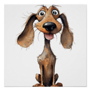 Cute Cartoon Dog Breed Art Collection Poster
