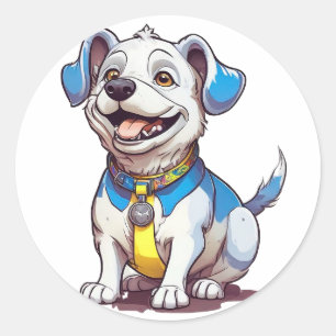 Cute cartoon dog classic round sticker