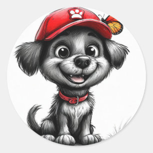 Cute cartoon dog classic round sticker
