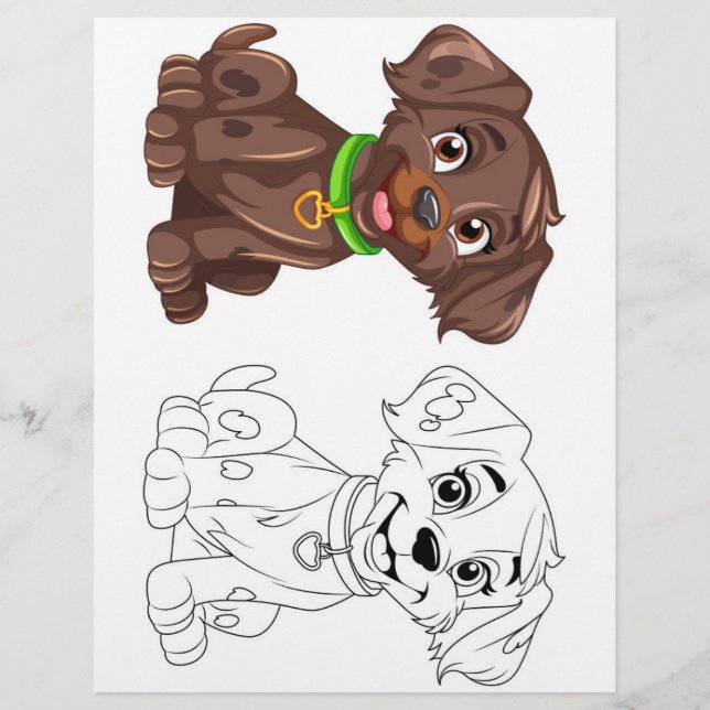 Cute cartoon dog colouring page (Front)