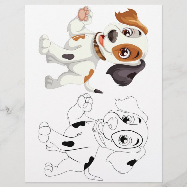 Cute cartoon dog colouring page (Front)