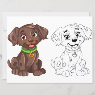 Cute cartoon dog colouring page