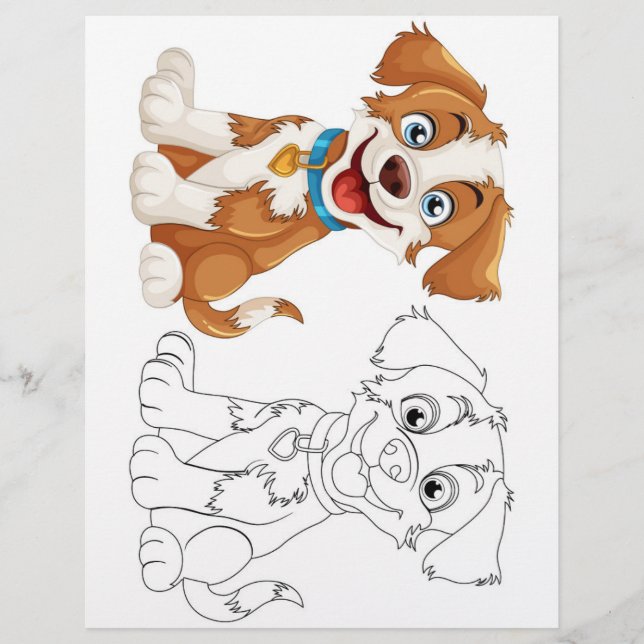 Cute cartoon dog colouring page (Front)