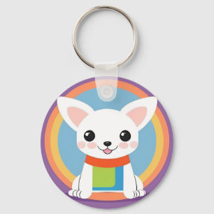 Cute Cartoon Dog Illustration Key Ring