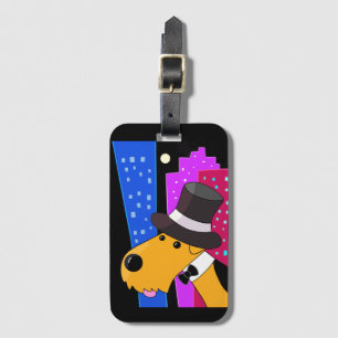 Cute Cartoon Dog in City Luggage Tag