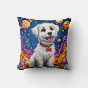 Cute cartoon dog in the space cushion