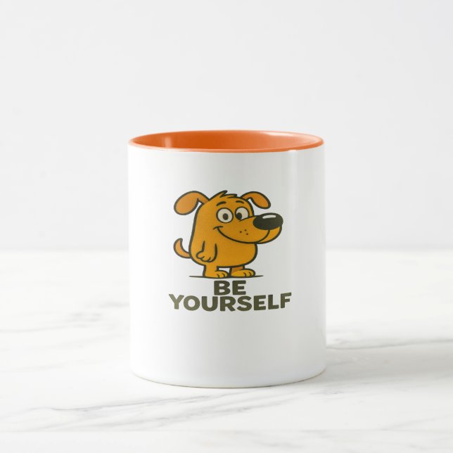 Cute Cartoon Dog Inspirational Be Yourself Mug (Center)